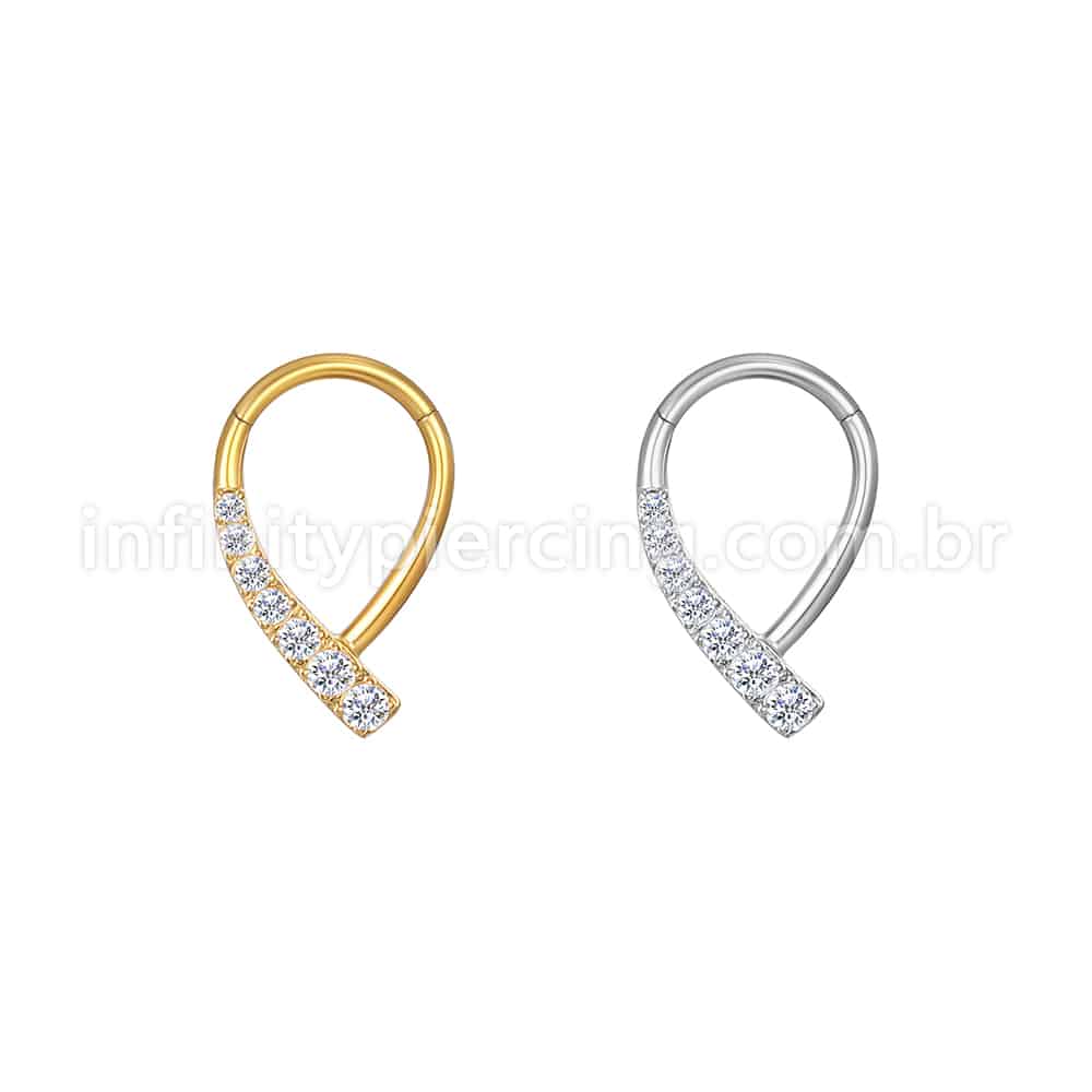 Piercing Argola Aço Cirúrgico Gota Com Zircônia